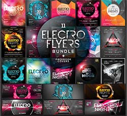 11组既个性又艺术的海报/传单模板：Electro Flyers Bundle + FB Covers